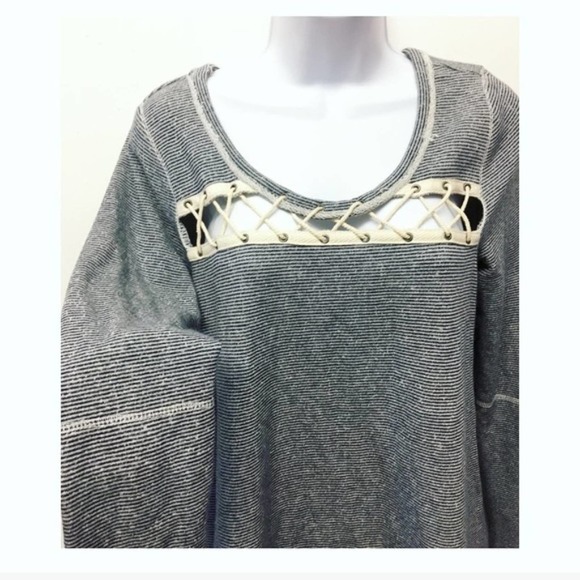 Free People | Laced Chest Long Sleeve Top Striped - Picture 7 of 8